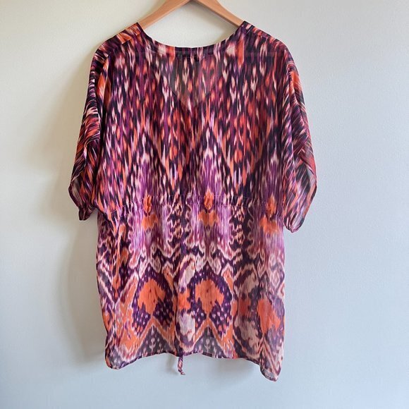 Cabi style# 415 Kimono Ikat Print Draw String Sheer Oversize Top Tunic Blouse M - Picture 8 of 8